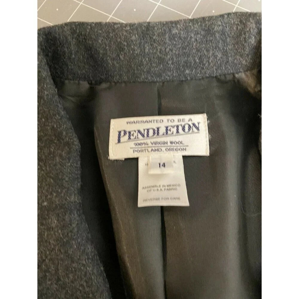 Pendleton Women's Skirt Suite 100% Virgin Wool Gray Skirt & Blazer Sz. 14 B45#2 - Picture 2 of 4
